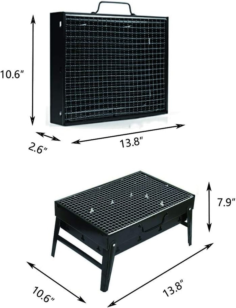 Yahpetes Portable Charcoal Grill 13.78 Folding BBQ Barbecue Folding Barbecue Rack Wire Meshes Portable Household Charcoal Grills for Outdoor Grilling - Image 2