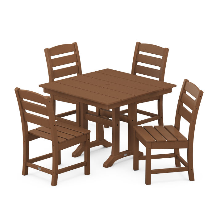 Polywood: Lakeside 5-Piece Farmhouse Trestle Side Chair Dining Set - Image 3