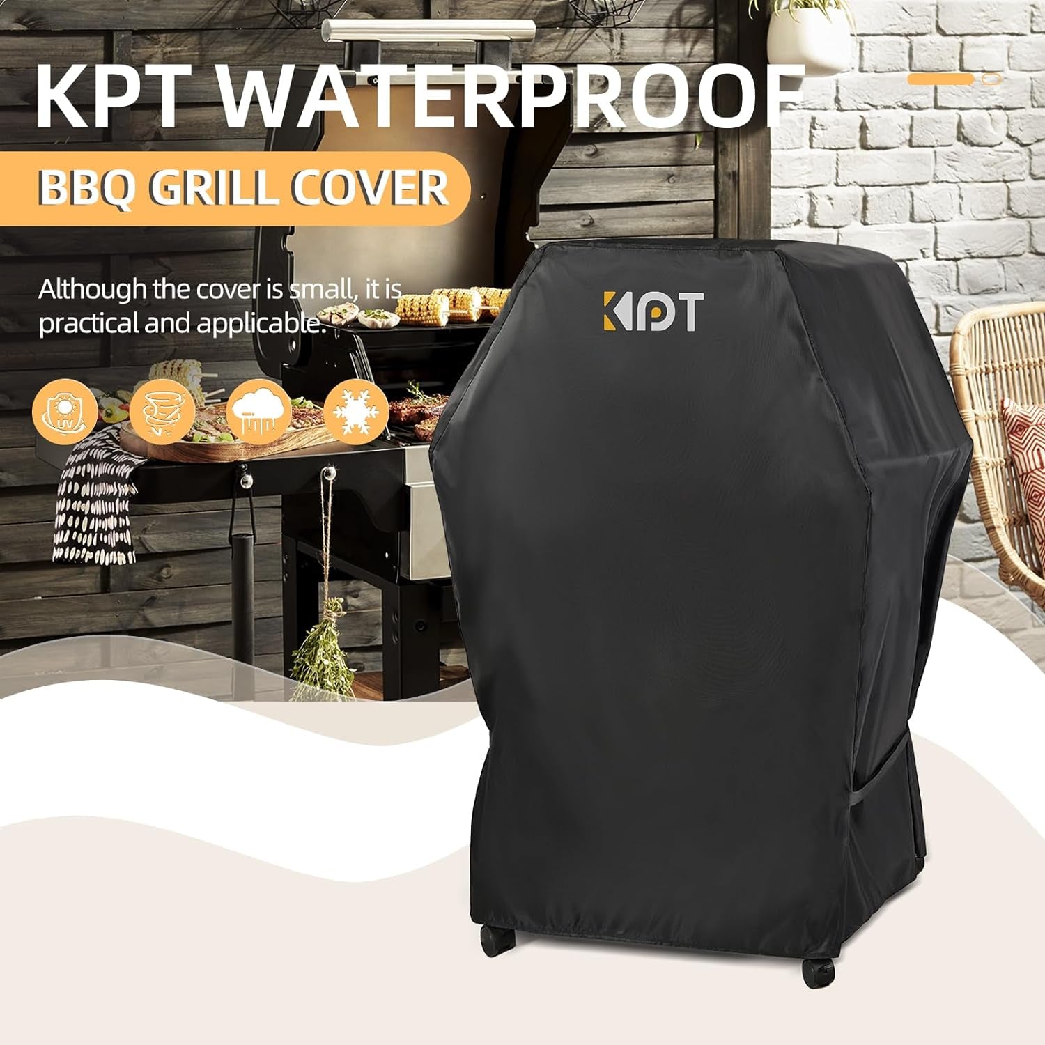 30 Inch Grill Cover - 420D Light Waterproof Grill Cover for Outdoor Grill. BBQ Cover with Air Vents. Straps. UV & Fade Resistant. Gas Grill Covers for Weber. Nexgrill. Char Broil. Etc. Black - Image 2