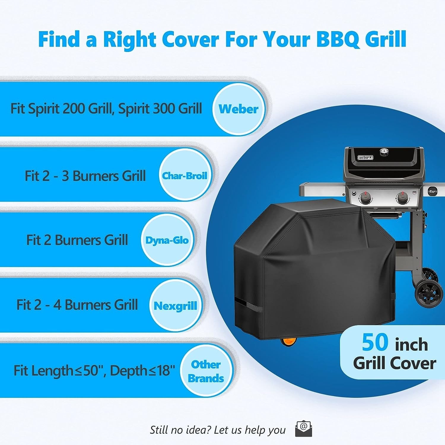 Homwanna Grill Cover 50 Inch - Superior BBQ Cover for Weber Spirit Gas Grill. 600D Outdoor Grill Cover for Weber Spirit 2. Barbecue Cover Waterproof Heavy Duty for Weber Spirit Ii 200 and Spirit 300 - Image 3