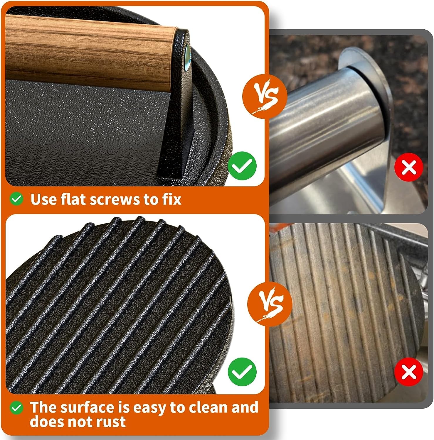 AIKKIL Burger Press. 7.08 round Heavy-Duty Cast Iron Smash Burger Press Meat Steak with Wood Handle for Blackstone. Blackstone Griddle Accessories for Sandwiches. Paninis(Round) - Image 5