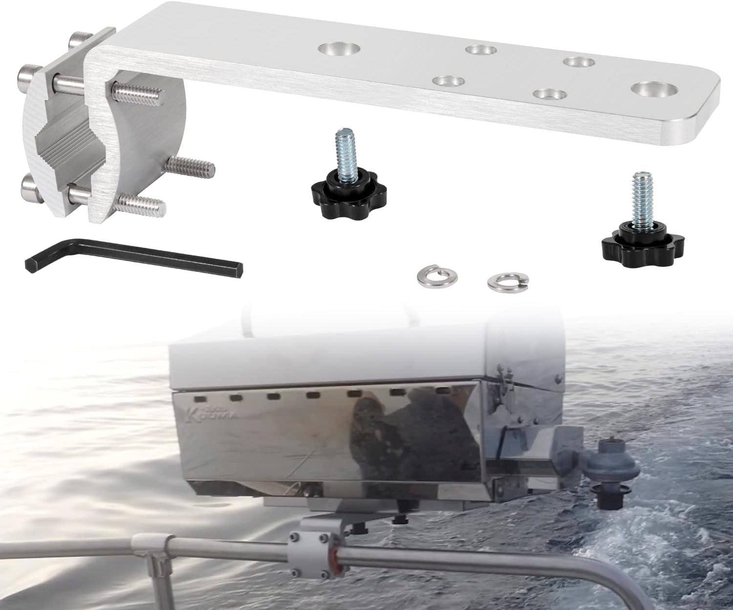 58182 Stow N' Go Grill Rail Mount Bracket. Compatible with Any Kuma Grill and RV Boat Camping Inside/Outboard 7/8 to 1-1/4 round or 1-1/4 Square Horizontal Railings