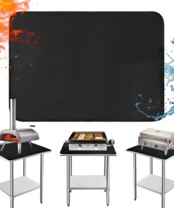 Amerbro 24X31In Heat Resistant Grill Mats for Outdoor Grill to Protect Your Prep Table and Outdoor Grill Table - Fire Proof & Water Proof & Oil Proof BBQ Mat - Black (0.6Mm)