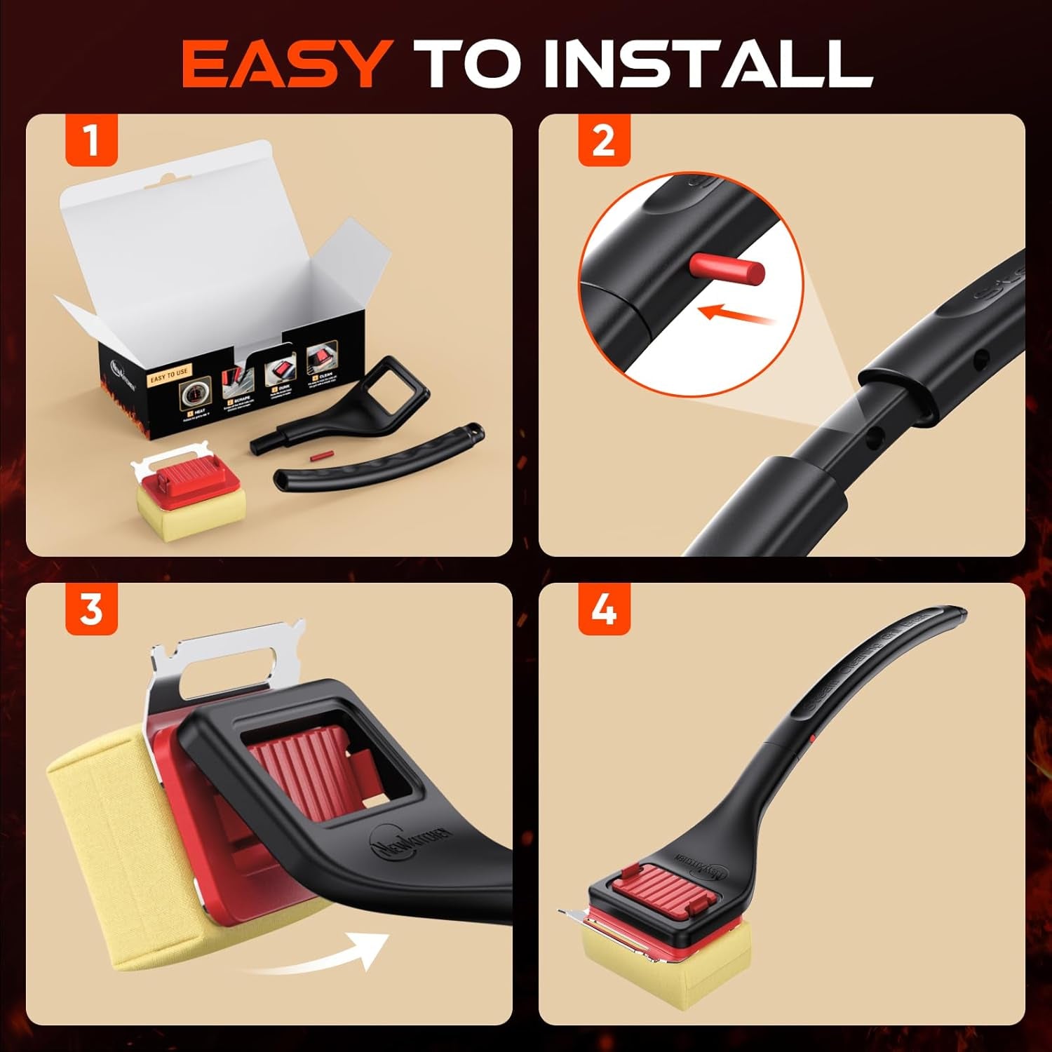 Grill Brush Bristle-Free Steam Cleaning. BBQ Brush Replaceable Heat-Resistant Kevlar Head with Grill Scraper Safe Barbecue Grill Cleaner - Image 8