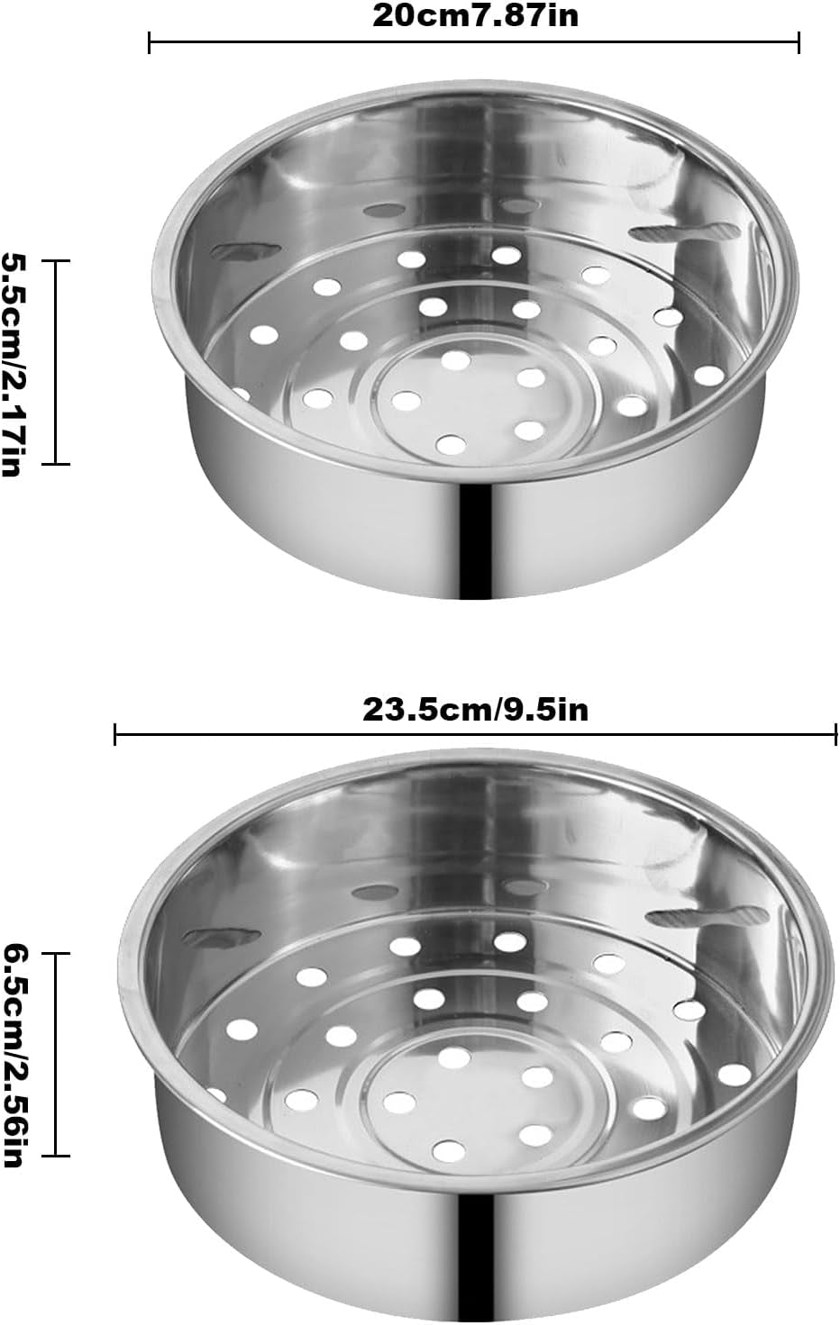 2Pcs Stainless Steel Steamer Basket Set – Round Tray Rack for Rice Cooker. Warmer & Kitchen Cooking (Veggies. Fish. Meat) - Image 2