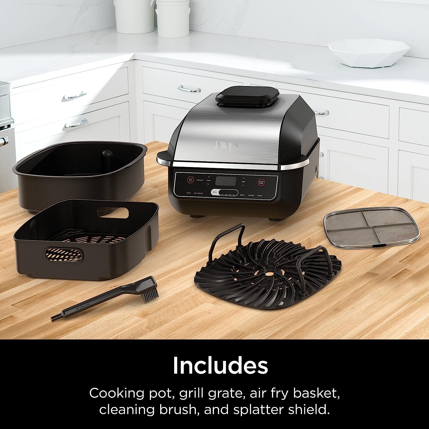 EG201 Foodi 6-In-1 Indoor Grill with Air Fry. Roast. Bake. Broil. & Dehydrate. 2Nd Generation. Dishwasher Safe. Black/Silver - Image 10