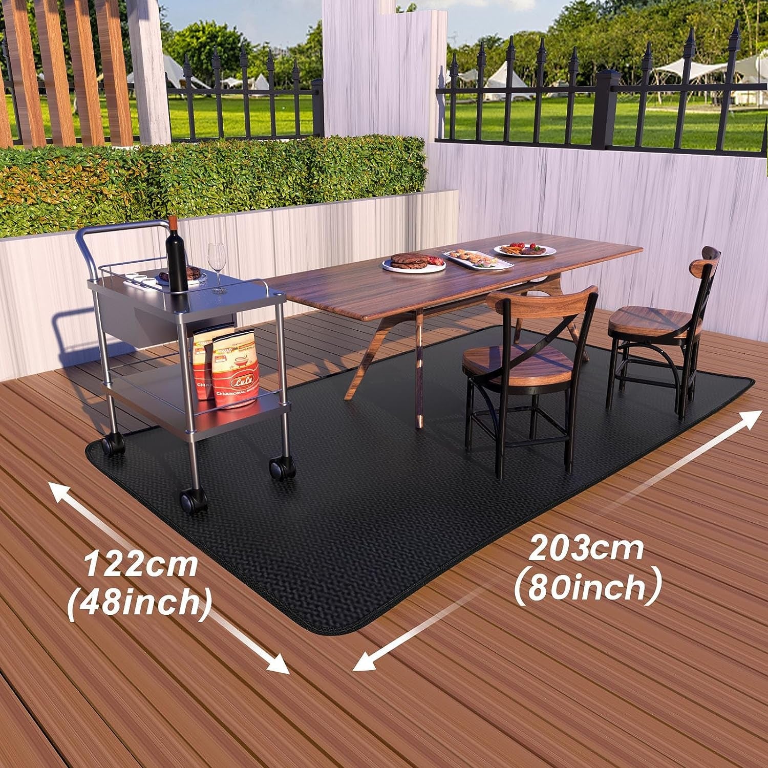 Extra Large 80X48 Inch Grill Mat for Outdoor under BBQ. Griddle. Charcoal. Flat Top. Smoker. Stove. Wood Deck & Patio Protective Mat. Indoor Fireplace Mats. Front Back Sides Fireproof Waterproof Pad - Image 2