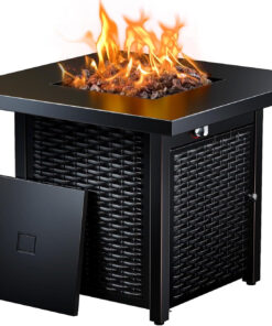 Ciays 32 Inch Propane Fire Pit. Csa-Listed Outdoor Gas Fire Pits 50.000 BTU Steel Fire Pit Table with Lid. Add Warmth and Ambience to Gatherings and Parties on Patio Deck Garden. Black.Cifpt4B