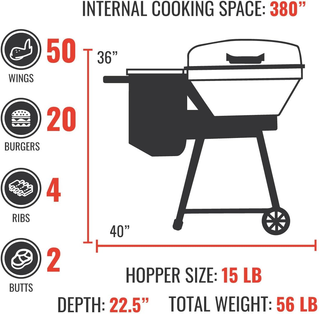 Recteq Pellet Grill RT-B380 Bullseye + Cover. BBQ. Outdoor. and Electric Pellet Smoker Grill. Electric Smokers. Uses 100% Wood Pellets for Ribs. Brisket. Chicken. Sear. Smoke - Image 5