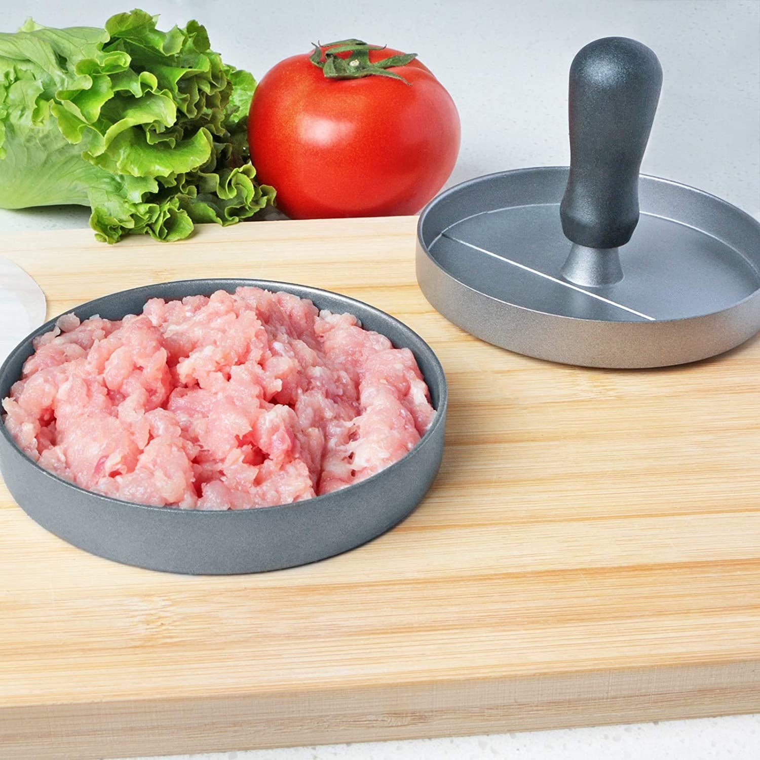 Asdirne Hamburger Press Patty Maker. Food Grade Aluminum Burger Press with ABS Handle. Non-Stick. Easy to Clean. with 50 Pcs Wax Patty Paper. 4.6 Diameter and 0.7 Depth - Image 4