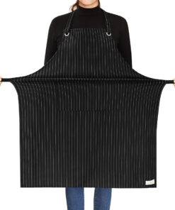ROTANET Stripe Stretch Apron for Men Women Chef Big and Tall Large Striped Aprons with Pockets for Kitchen Cooking Waterproof