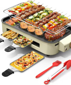 AORAN Indoor Grills Electric Smokeless – Versatile Smokeless Indoor Grill for Home Cooking. Featuring Indoor Grills Electric Smokeless. Skillet Griddle. and Kitchen Griddle White