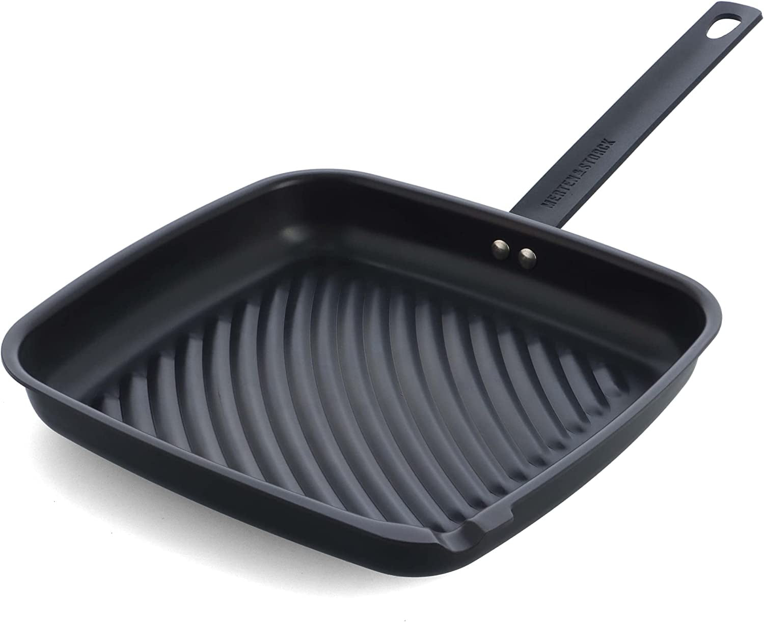 Pre-Seasoned Carbon Steel Square Grill Pan. Cast Iron. Lightweight and Durable. Sear Grill Broil Fry. Indoor Outdoor Cooking. Easy to Clean. Oven Safe. Induction. Steel Handle. Black