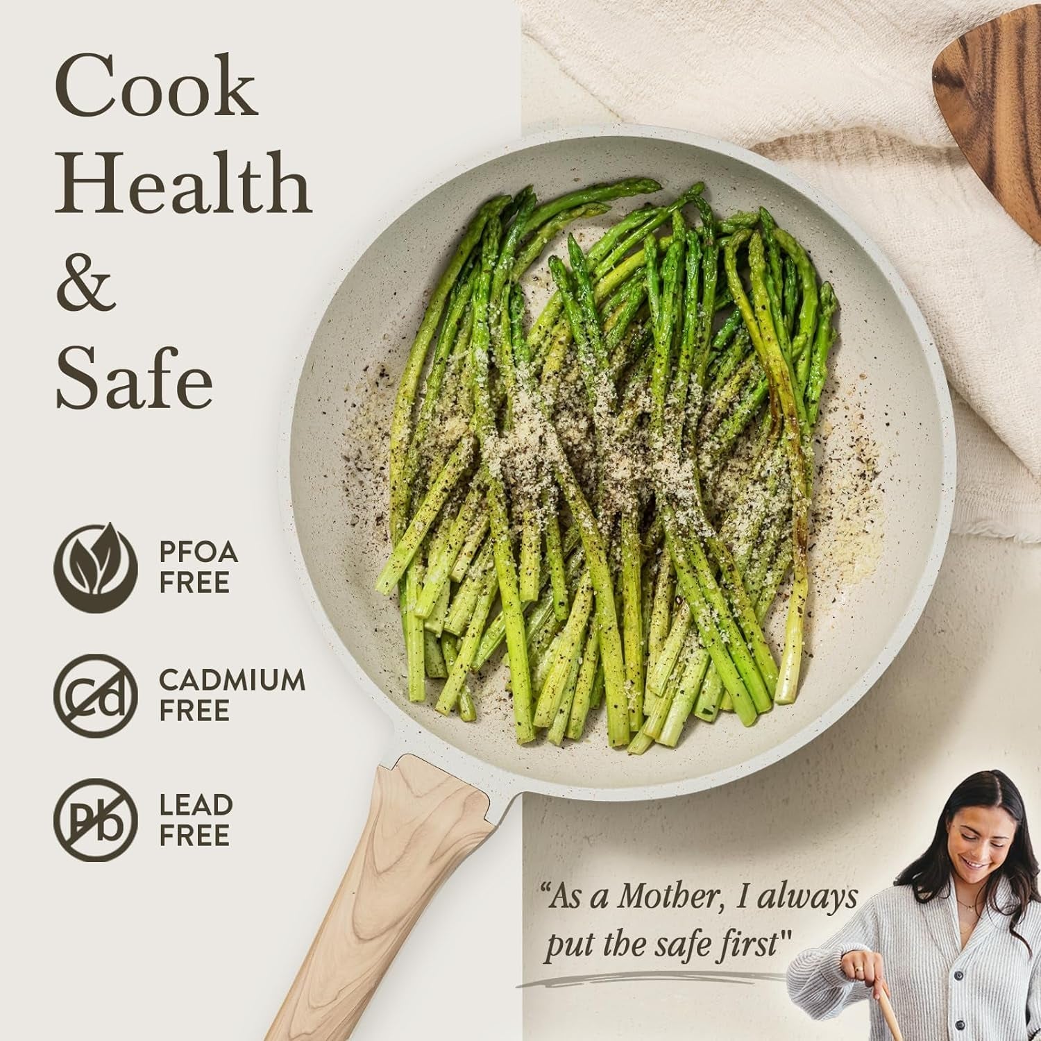 CAROTE 21Pcs Pots and Pans Set. Nonstick Cookware Sets. White Granite Induction Cookware Non Stick Cooking Set W/Frying Pans & Saucepans(Pfos. PFOA Free) - Image 6