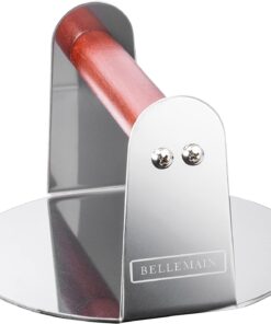 Bellemain Burger Smasher for Griddle | Stainless Steel 6 round Smash Burger Press | Hamburger Press for Grill. Cooking. Meat Press with Wooden Handle. Grill Accessories Kit