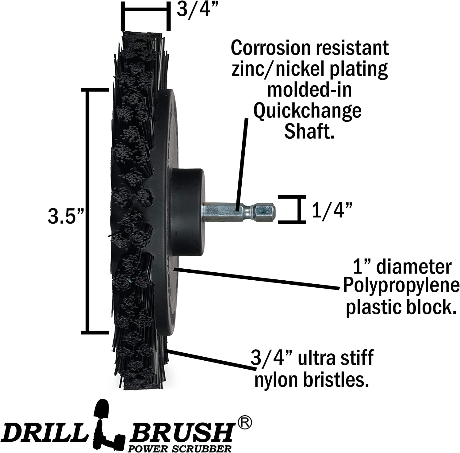 - 4 Piece Black Drillbrush Ultra Stiff Cleaning Brush Set - Metal Brush for Drill Alternative - Grill Brush for Cordless Drill - Grill Grate Cleaner Brush - Image 5