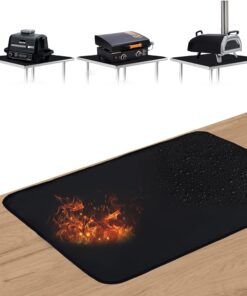 SUITMAT under the Grill Mat for Royal Gourmet Grill Cart Table PC3401B. 20 X 30In Double-Sided Fireproof Grill Pad for Blackstone 22'' Griddle. Ninja Woodifre Outdoor Grill. Ooni 12 Pizza Oven. Black