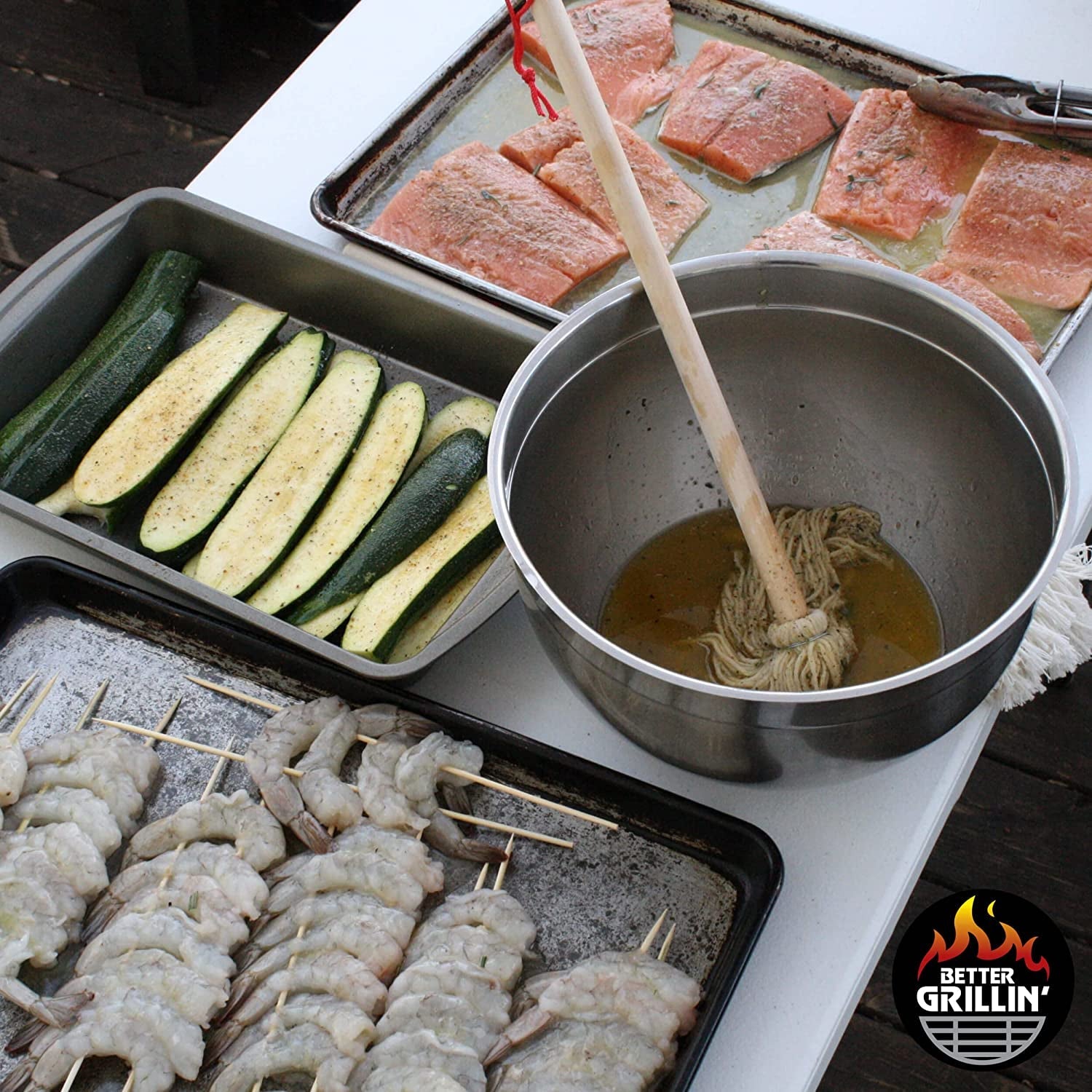 Better Grillin BBQ Bastin Mop Basting Barbecue Brush/Mop Easily Applies Marinades. Sauces. Washes Out. 16In Handle. 2Pk - Image 9