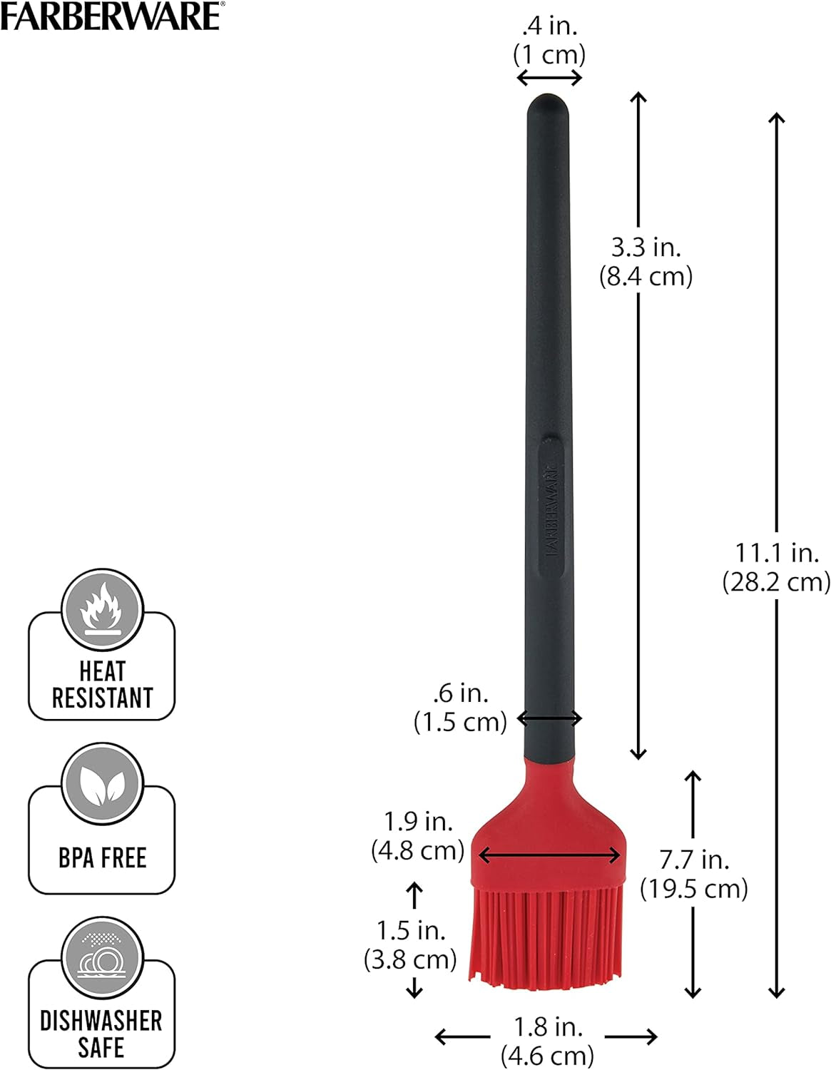 Farberware 5261924 Barbecue Silicone and Plastic Basting Brush. 1 EA. Red and Black - Image 4