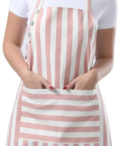 Kitchen Apron Waterdrop Resistant Cotton Apron with Adjustable Aprons for Women with Pockets Cooking Apron Chef Apron for Men (1. Powder Pink)