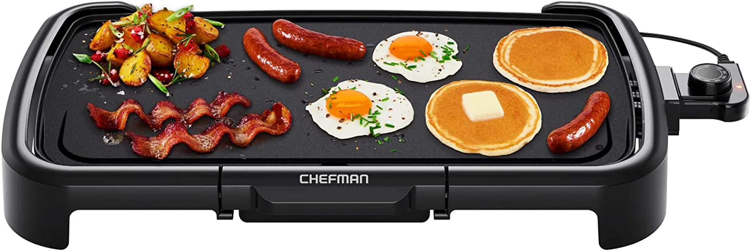 Chefman XL Electric Griddle with Removable Temperature Control. Immersible Flat Top Grill. Burger. Eggs. Pancake Griddle. Nonstick Extra Large Cooking Surface. Slide Out Drip Tray. 10 X 20 Inch - Image 8