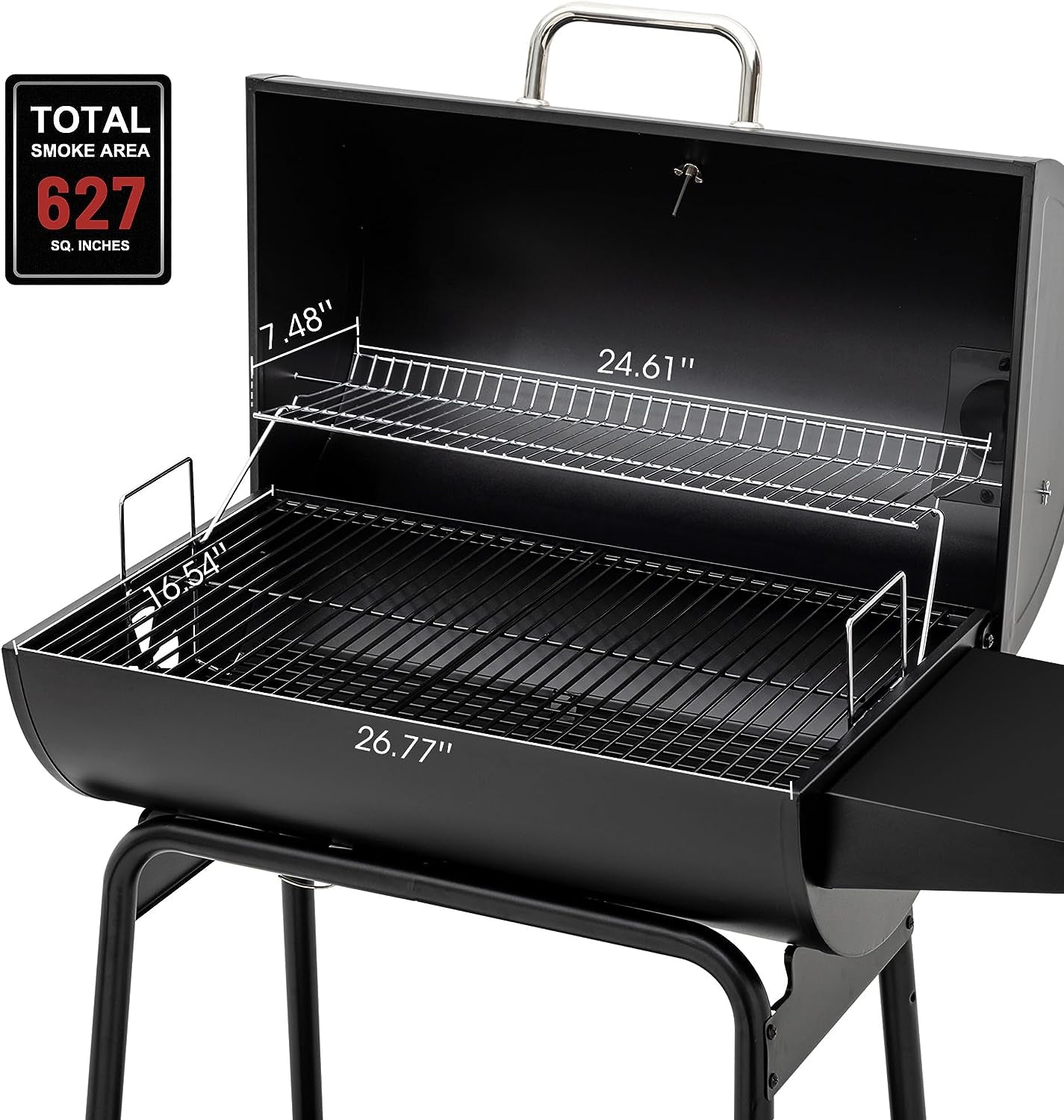 Royal Gourmet CC1830 30 Barrel Charcoal Grill with Side Table. 627 Square Inches. Outdoor Backyard. Patio and Parties. Black - Image 4
