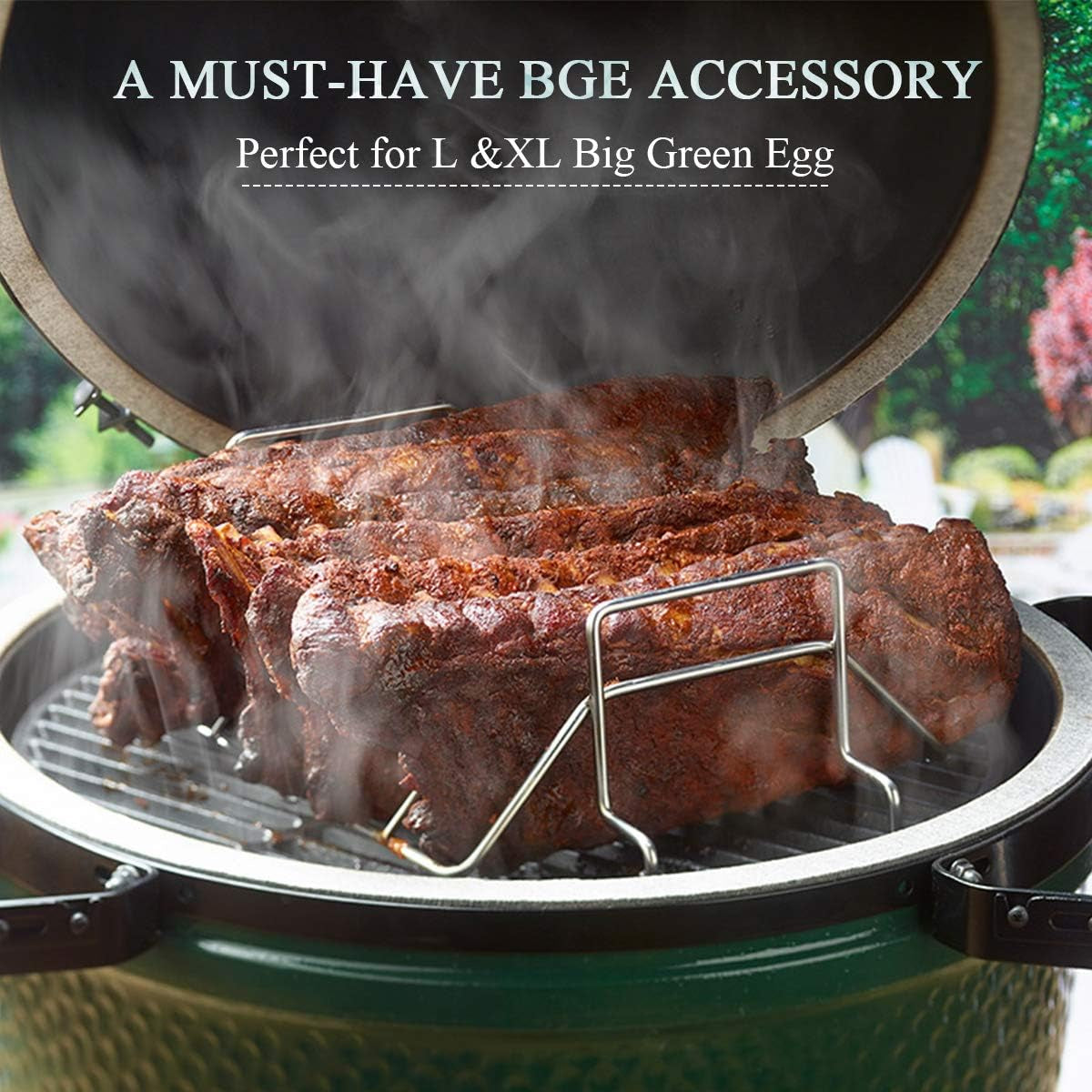 Kamaster Rib Rack and Roast Racks for Smoking and Grilling Fit Large and Xlarge Big Green Egg.Stainless Steel Dual-Purpose Turkey Rack - Image 5