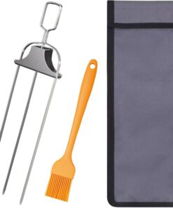 Chuanke 3-Prong Stainless Steel Skewers for BBQ Grilling with Push Bar Slider Easy Food Removal (1)