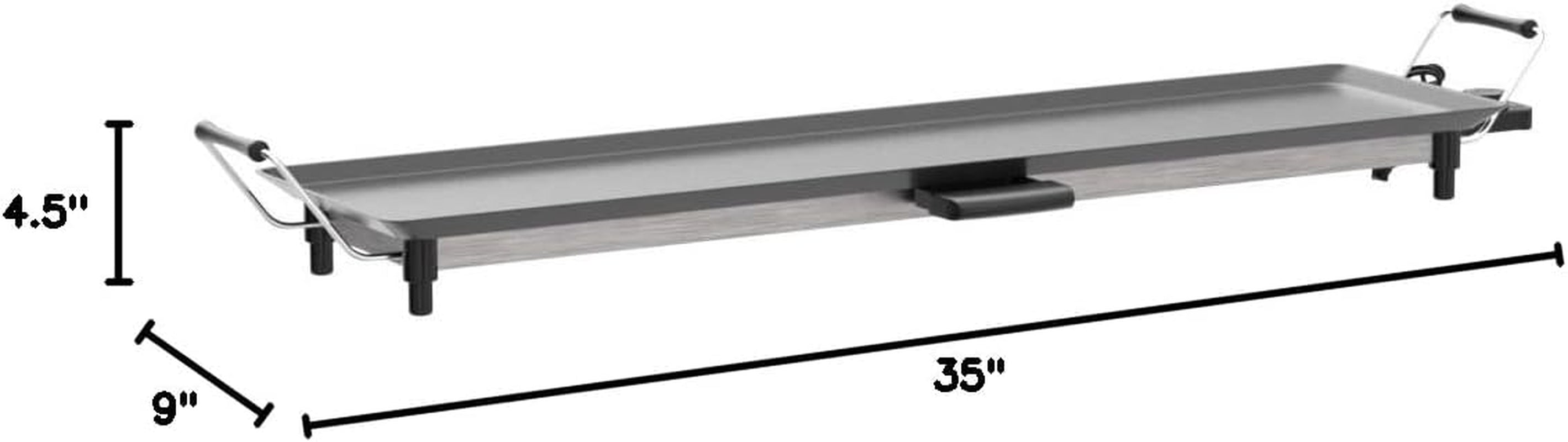 Costzon 35 Electric Griddle Teppanyaki Grill BBQ. Nonstick Extra Large Griddle Long Countertop Grill with Adjustable Temperature & Drip Tray. Indoor Outdoor Cooking Plates for Pancake Barbecue - Image 10