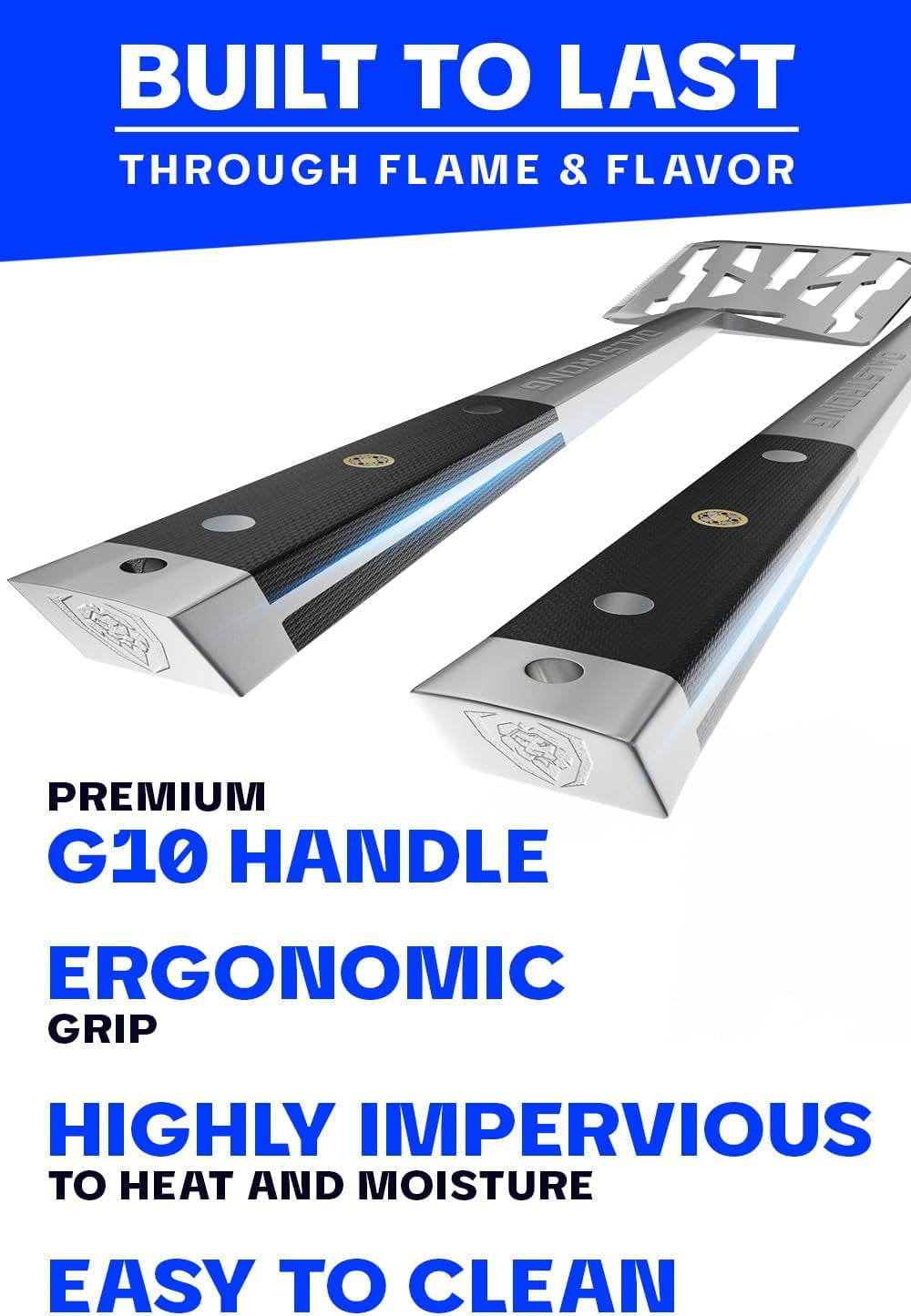 4-Piece Professional BBQ Pitmaster Grill Set - Premium High-Carbon Stainless Steel Grilling Accessories - 18 Inch Length - Silicone Brush. Spatula. Tongs. Fork - G10 Handles Kitchen Set - Image 3