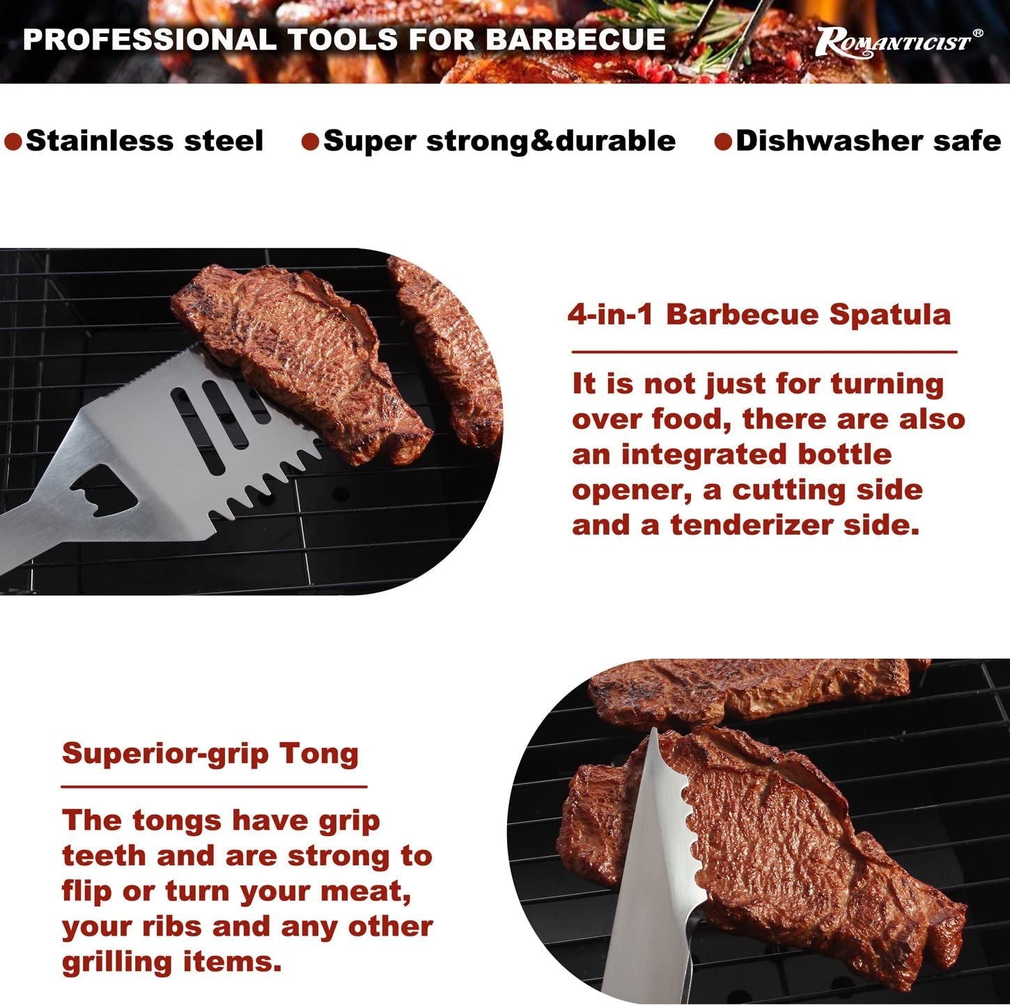 20Pc Heavy Duty BBQ Grill Tool Set in Case - the Very Best Grill Gift on Birthday Wedding - Professional BBQ Accessories Set for Outdoor Cooking Camping Grilling Smoking - Image 7