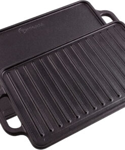 Rectangular Cast Iron Griddle. Double Burner Griddle. Reversible Griddle Grill. 13 X 8.5 Inch. Seasoned with 100% Kosher Certified Non-Gmo Flaxseed Oil. Model: GDL-189