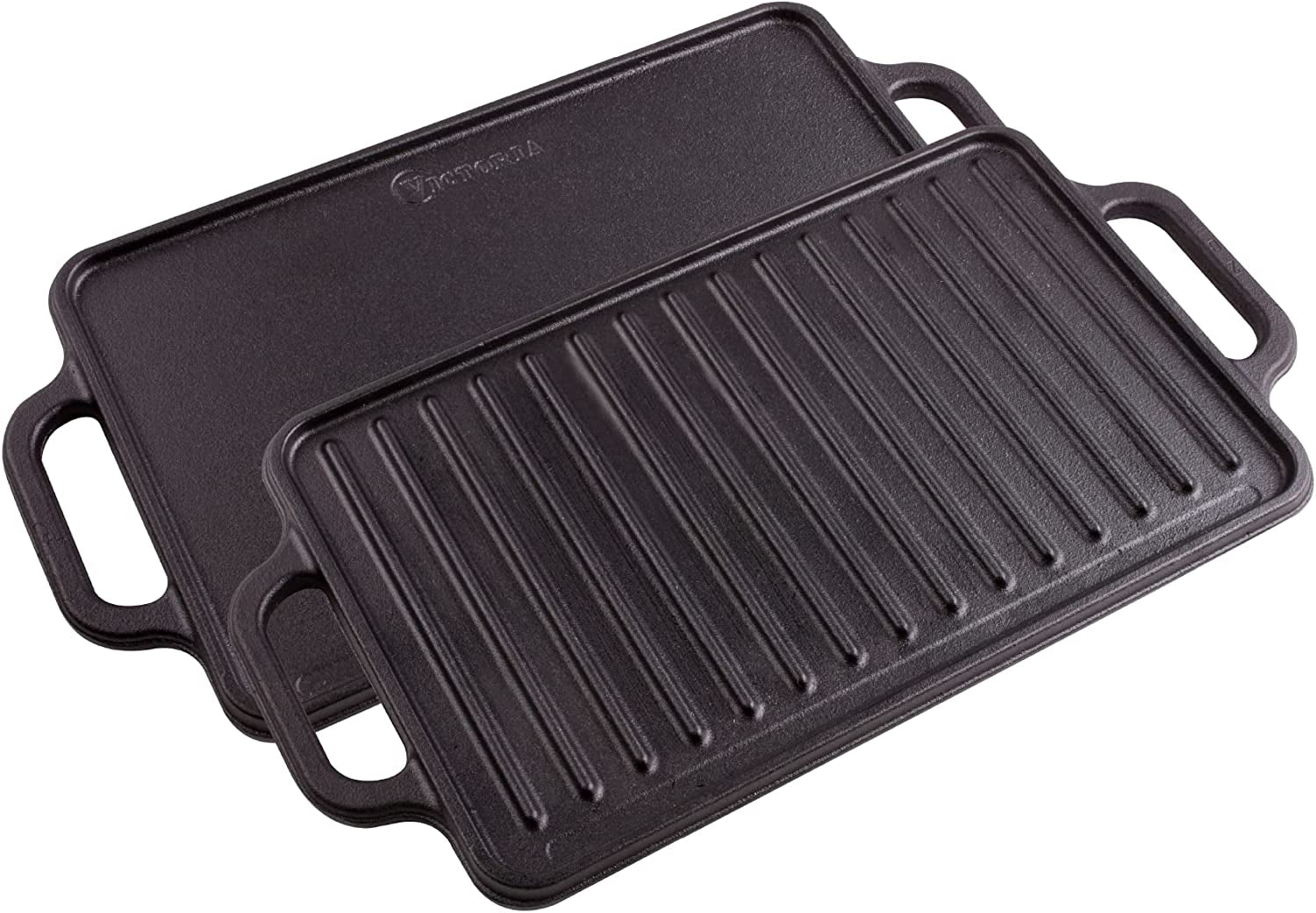 Rectangular Cast Iron Griddle. Double Burner Griddle. Reversible Griddle Grill. 13 X 8.5 Inch. Seasoned with 100% Kosher Certified Non-Gmo Flaxseed Oil. Model: GDL-189