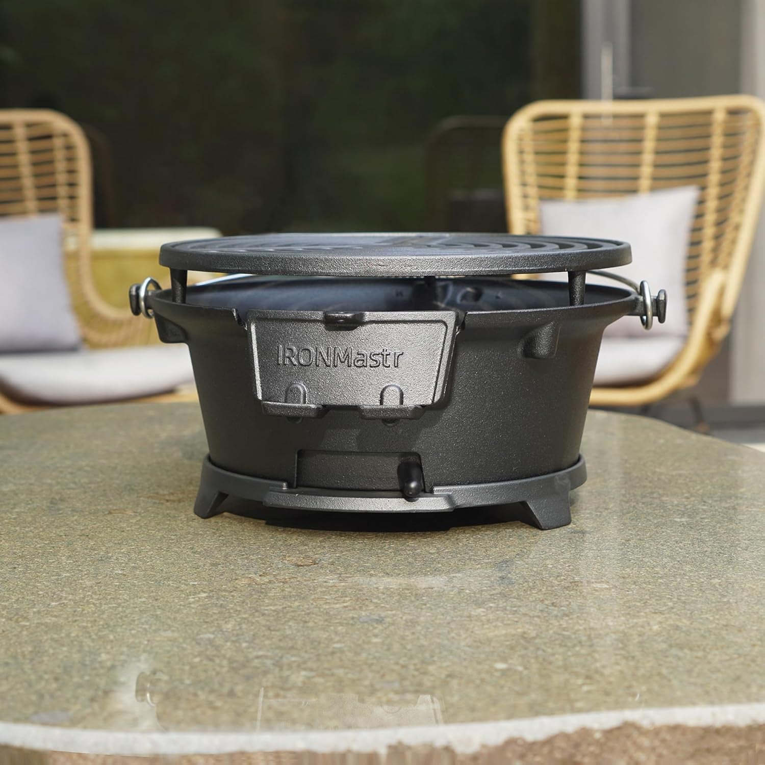 Ironmaster Hibachi Grill Outdoor. 100% Cast Iron Grill. Mini Small Portable Charcoal Grill for Outdoor Camping Stove - 2 Heights. Air Control. Coal Door - Image 6