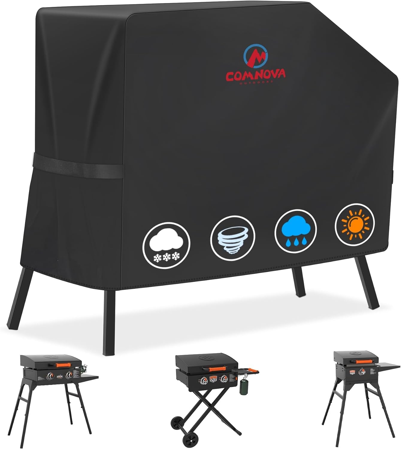 Griddle Cover for Blackstone 22 Inch 17 Inch Griddle with Hood and Stand - 600D Flat Top Grill Cover for Blackstone 22 17 Griddle on Stand and 22 Adventure Ready. Heavy Duty & Waterproof