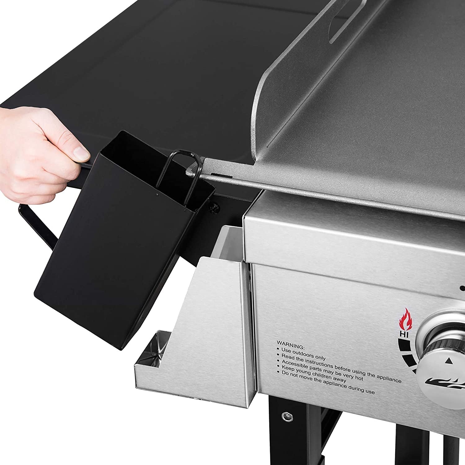 GB4001B 4-Burner Flat Top Gas Grill 52000-BTU Propane Fueled Professional Outdoor Griddle 36Inch Backyard Cooking with Side Table. Black - Image 9