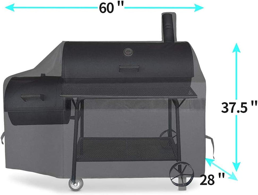 NEXCOVER Offset Smoker Cover - 60 Inch Waterproof Charcoal Grill Cover. Outdoor Heavy Duty BBQ Cover. Rip Resistant Smokestack Barbecue Cover for Brinkmann Char-Broil Weber Nexgrill. Black. - Image 2