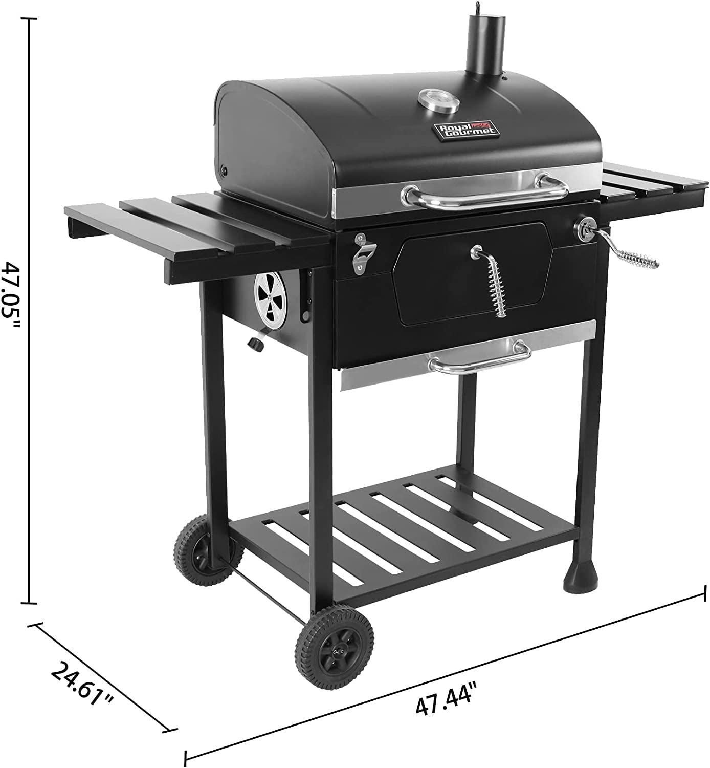 CD1824EN 24 Charcoal Grill Outdoor Smoker with Side Tables Backyard Griller Party BBQ Picnic Patio Cooking. Black - Image 6