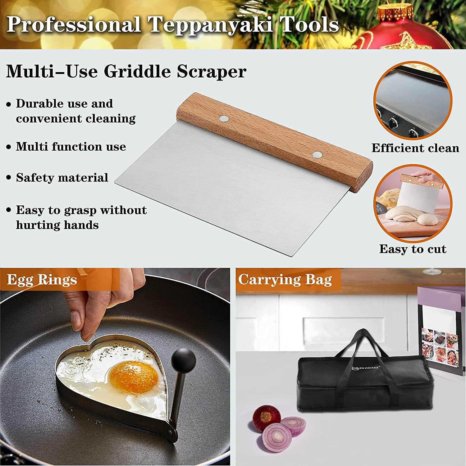 Professional Grade Griddle Accessories Kit - 30PCS Flat Top Grill Tools Set for Breakfast. Outdoor Grilling. Teppanyaki - Heavy Duty Griddle Spatula Scraper Burger Press - Ideal Grill Set - Image 6