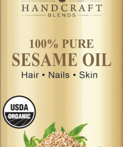 Handcraft Blends Organic Sesame Oil - 8 Fl Oz - 100% Pure and Natural - Premium Grade Carrier Oil for Skin and Hair - Hair and Body - Massage - Expeller-Pressed and Hexane-Free