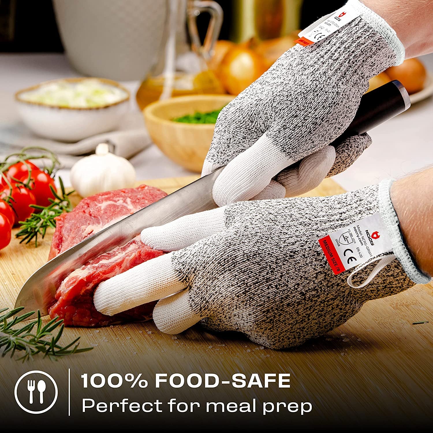 Cut Resistant Work Gloves for Women and Men. with Reinforced Fingers; Comfortable. 100% Food Grade Kitchen Cooking Gloves; Ambidextrous Safety Cutting Gloves; Level 5 Protection; Grey - Image 5
