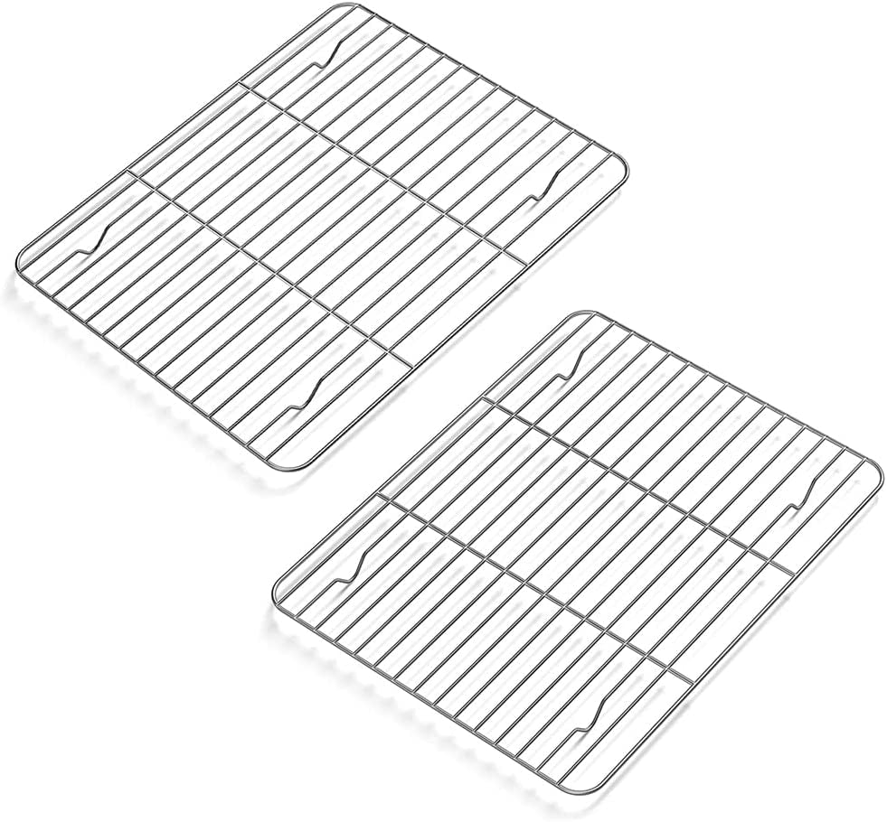 2 Pack Cooling Rack for Baking Stainless Steel. Heavy Duty Wire Rack Baking Rack. 11.7 X 9.4 Cooling Racks for Cooking. Fits Small Toaster Oven. Dishwasher Safe