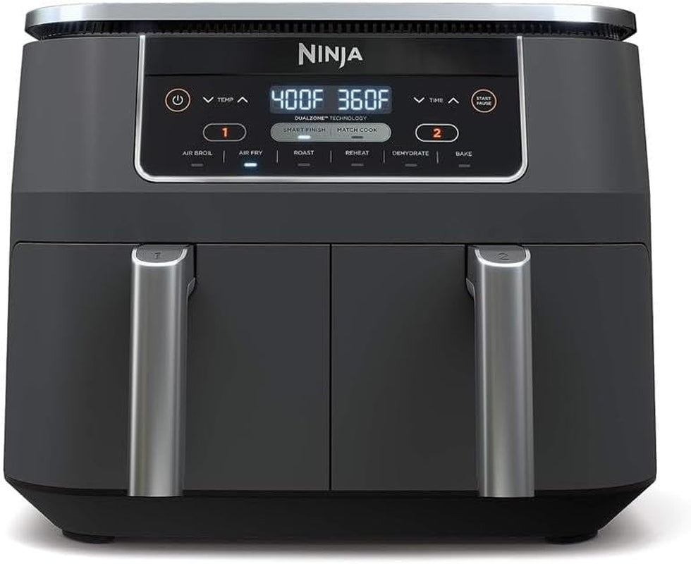 Ninja DZ201 Foodi 8 Quart 6-In-1 Dualzone 2-Basket Air Fryer with 2 Independent Frying Baskets. Match Cook & Smart Finish to Roast. Broil. Dehydrate & More for Quick. Easy Meals. Grey - Image 15