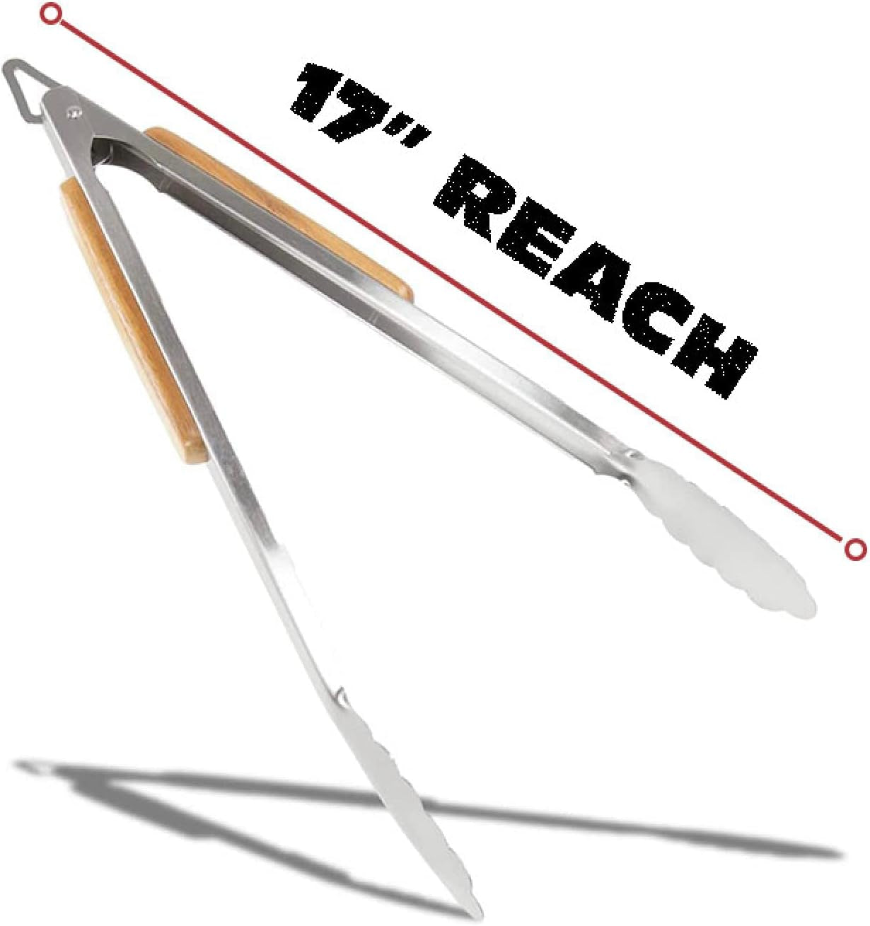 BBQ-AID 3 Piece Grill Set BBQ Accessories - Kitchen Tongs. Metal Spatula & Fork Utensils - Heavy Duty Stainless Steel Barbecue Grill Utensils for Outdoor Grill with Solid Sturdy Wood Handles - Image 9