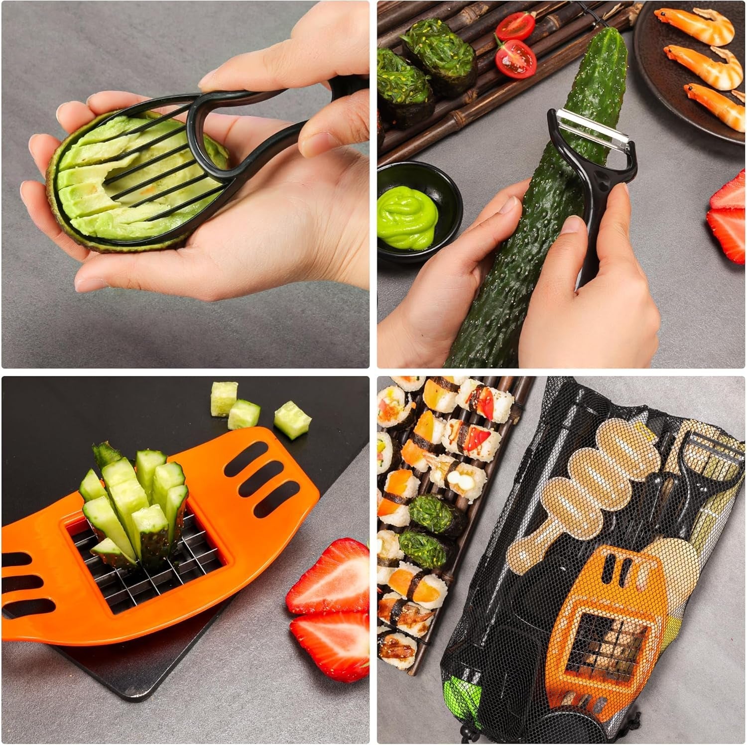 FUNGYAND Sushi Making Kit – 32‑in‑1 Set with Bazooka Roller. Nigiri Press. Bamboo Mats. Rice Molds & More - Image 5