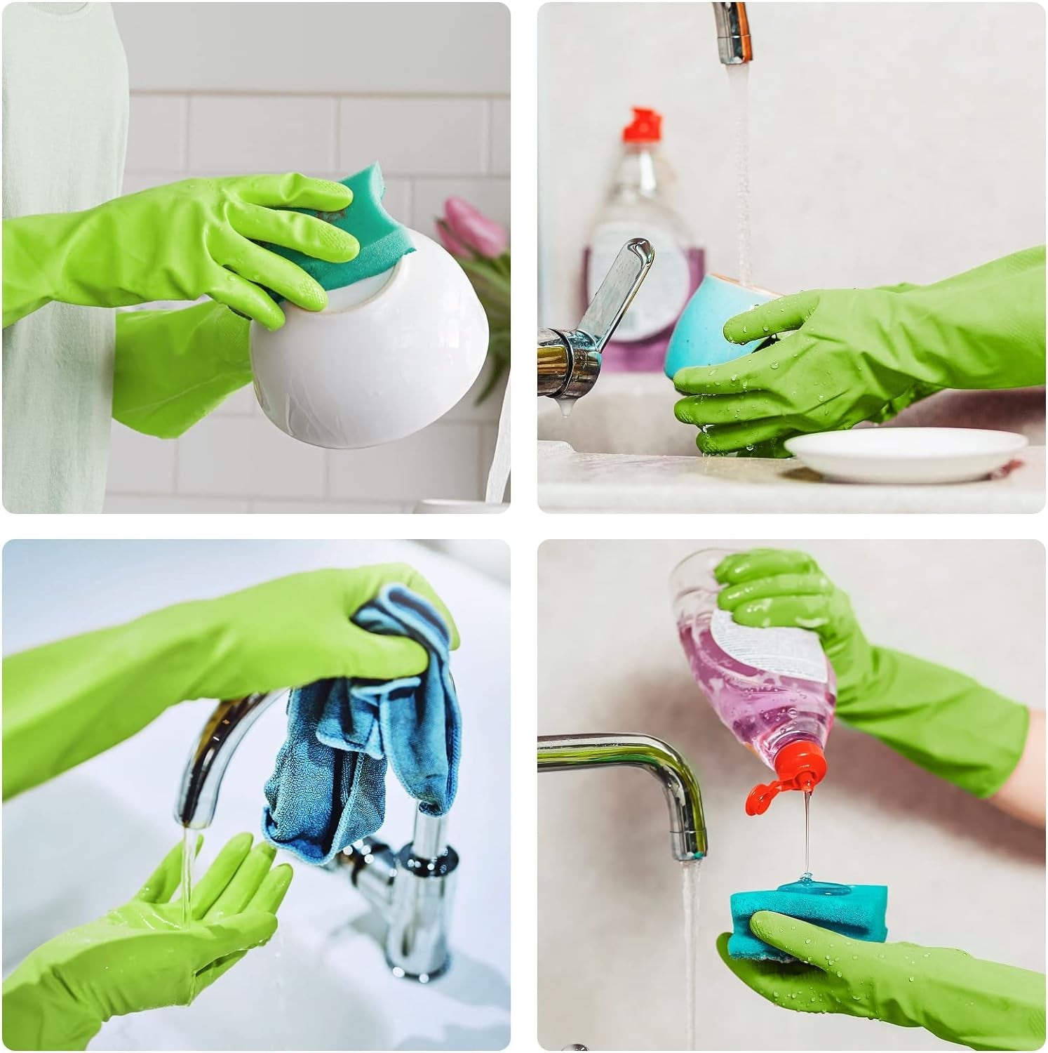 Rubber-Gloves Dishwashing Gloves for Cleaning-Kitchen - 2 Pairs Long Household Cleaning Gloves for Washing Dishes - Image 4