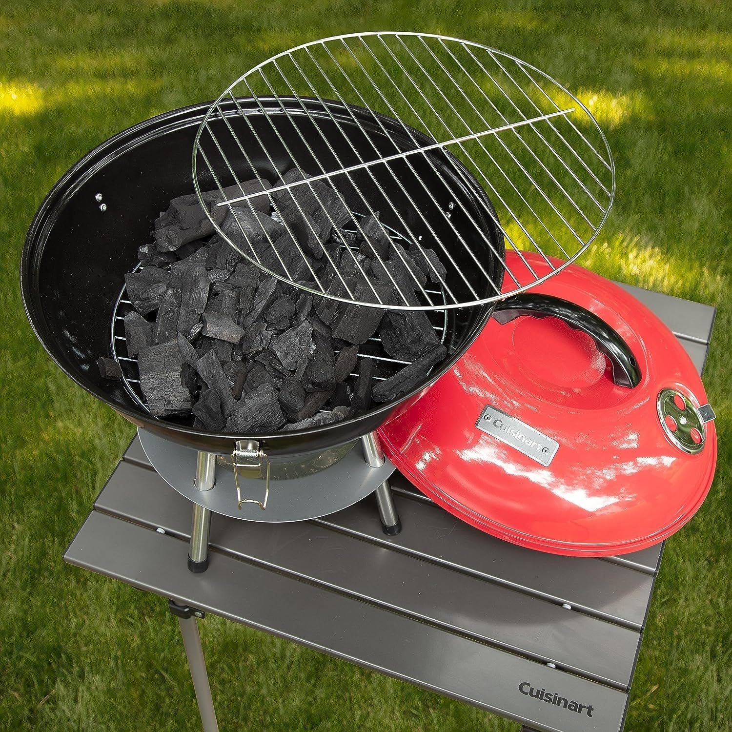 CCG190RB Inch BBQ. 14 X 14 X 15. Portable Charcoal Grill. 14 (Red) - Image 5
