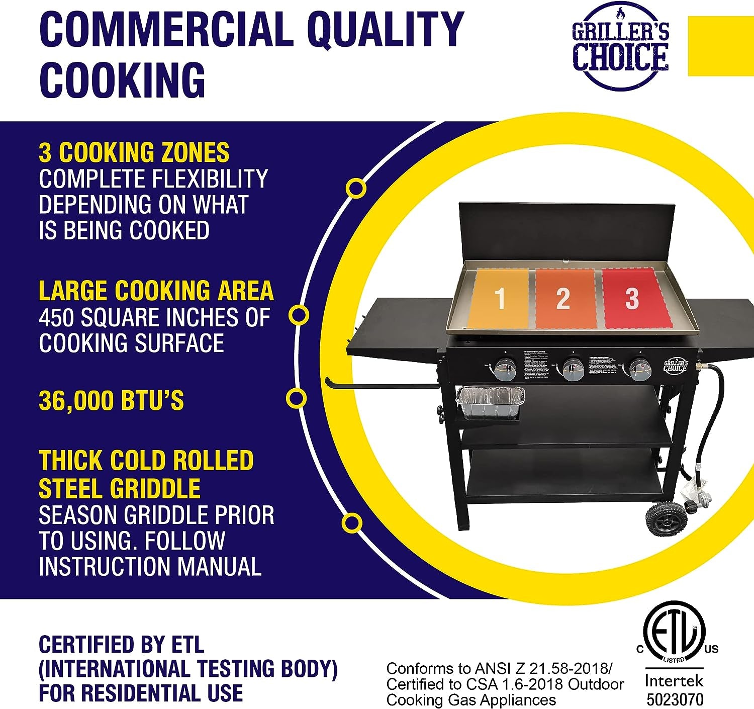 Outdoor Griddle Grill Propane Gas Flat Top - Hood Included. 4 Shelves. Disposable Grease Cups. 36.000 Btu'S. Large Cooking Area. Paper Towel Holder. - Image 4