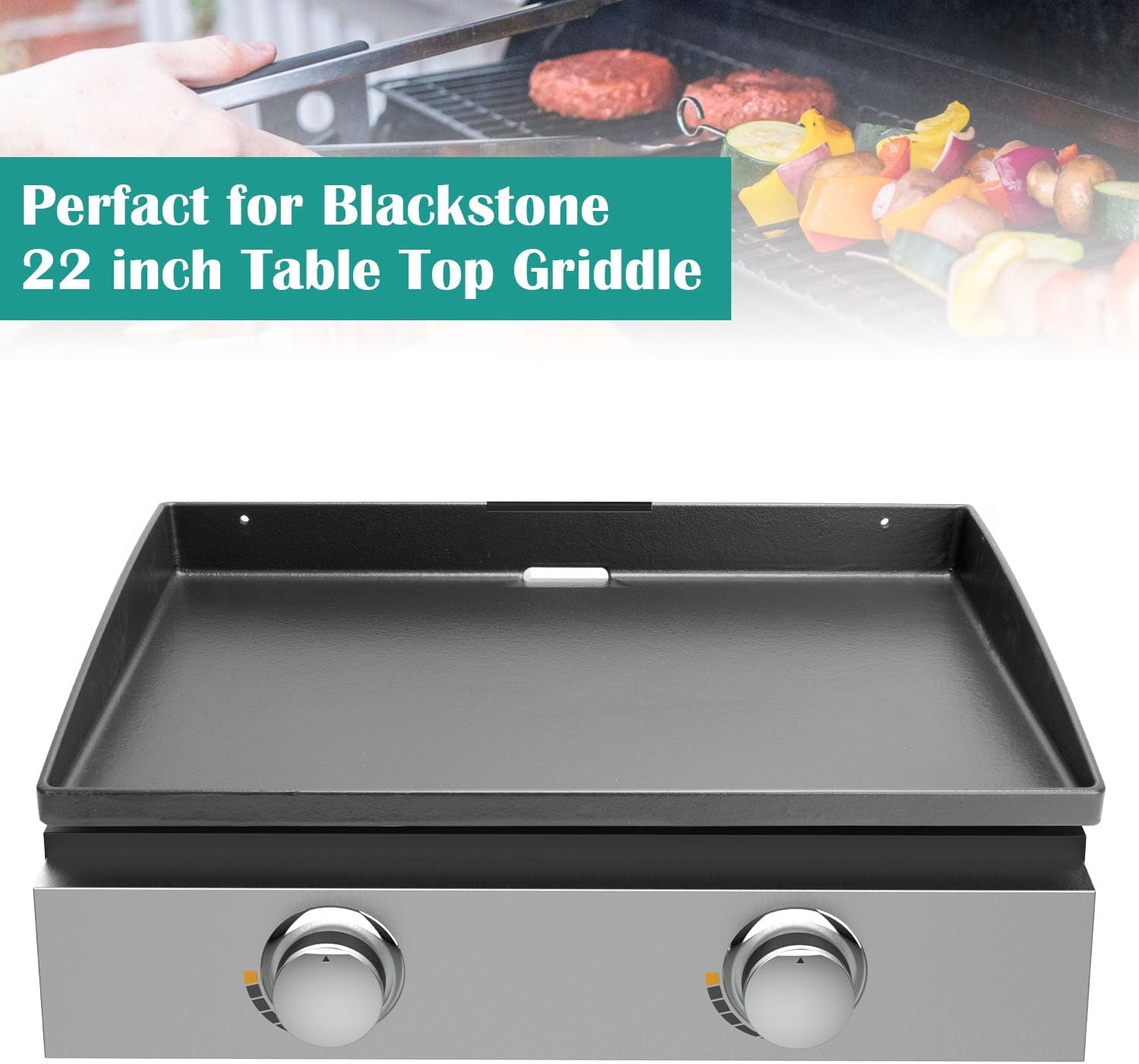 Flat Top Grill Griddle with Accessories Kit for Blackstone 22 Inch Table Top Griddle. Heavy Duty Cast Iron. Compatible with Camping and Outdoor Cooking - Image 5
