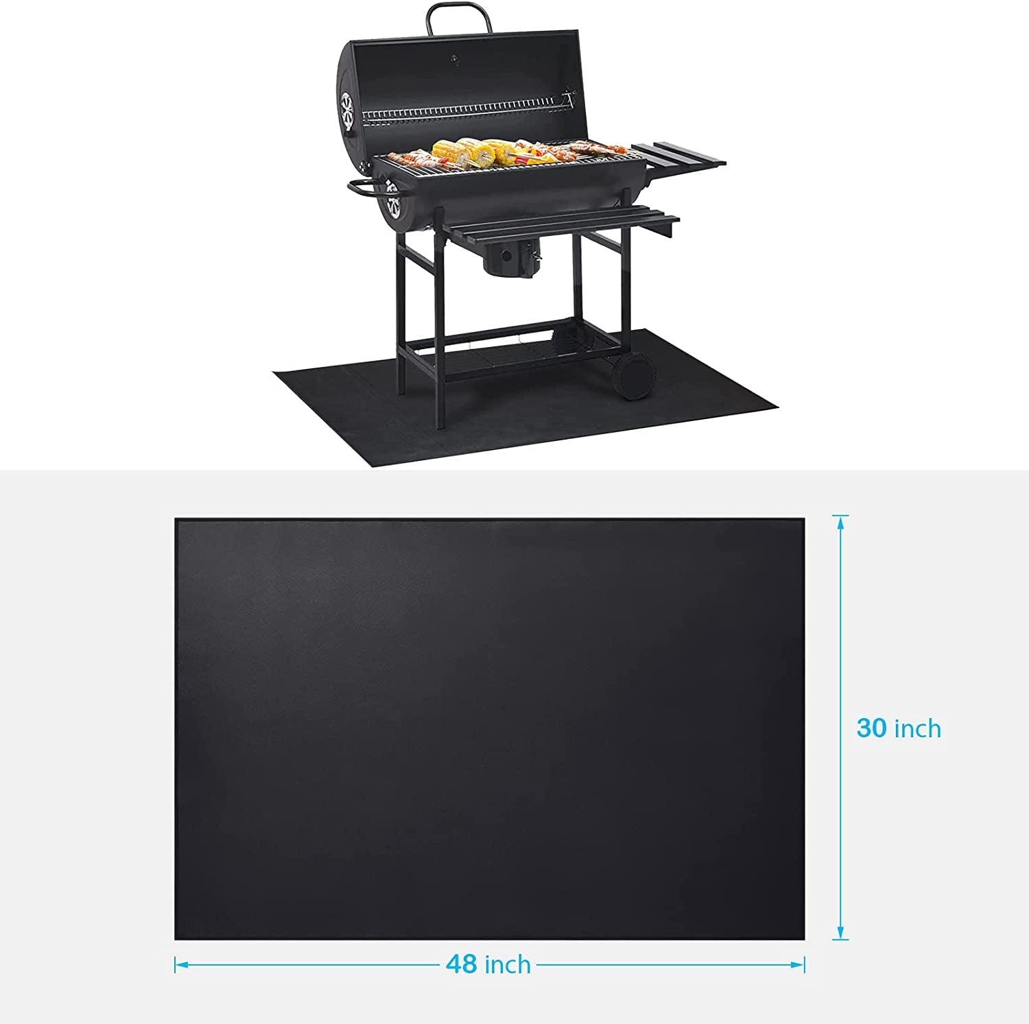 under Grill Mat 48 ×30 Inch for Outdoor Charcoal. Flat Top. Smokers. Gas Grills.Oil-Proof and Water-Proof BBQ Fireproof Mat Protects Deck Grass. Indoor Fireplace Mat - Image 6